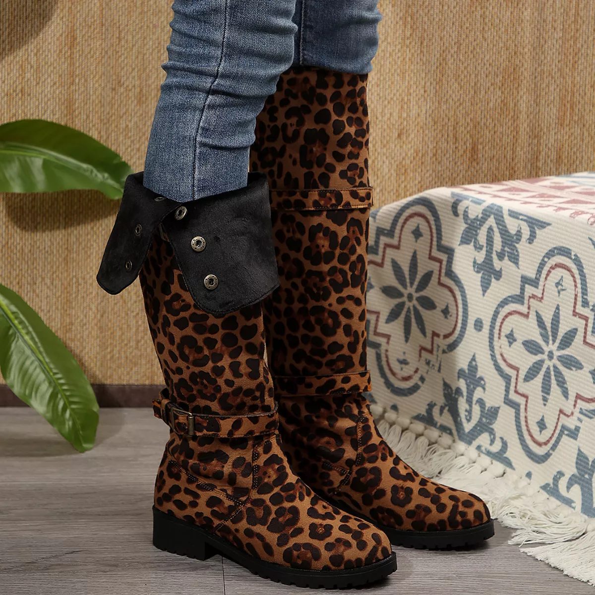 Leopard Block Heels Boots - Image 3