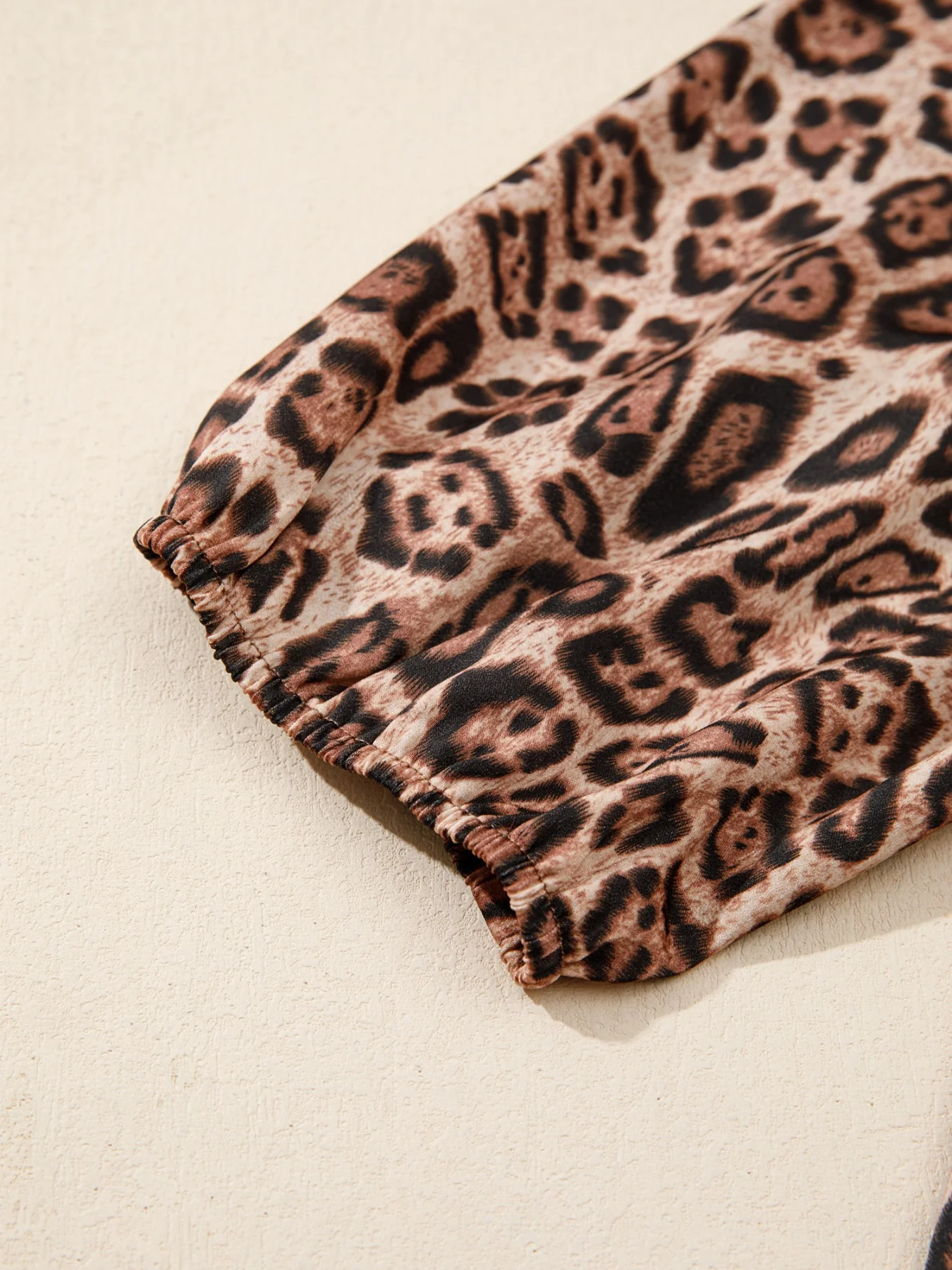 Leopard Bow Tie Puff Sleeve Blouse - Image 7