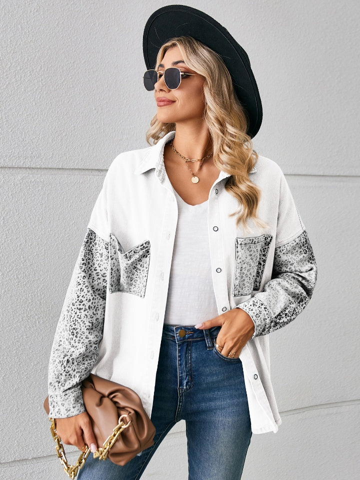 Leopard Button Up Denim Jacket - Image 11