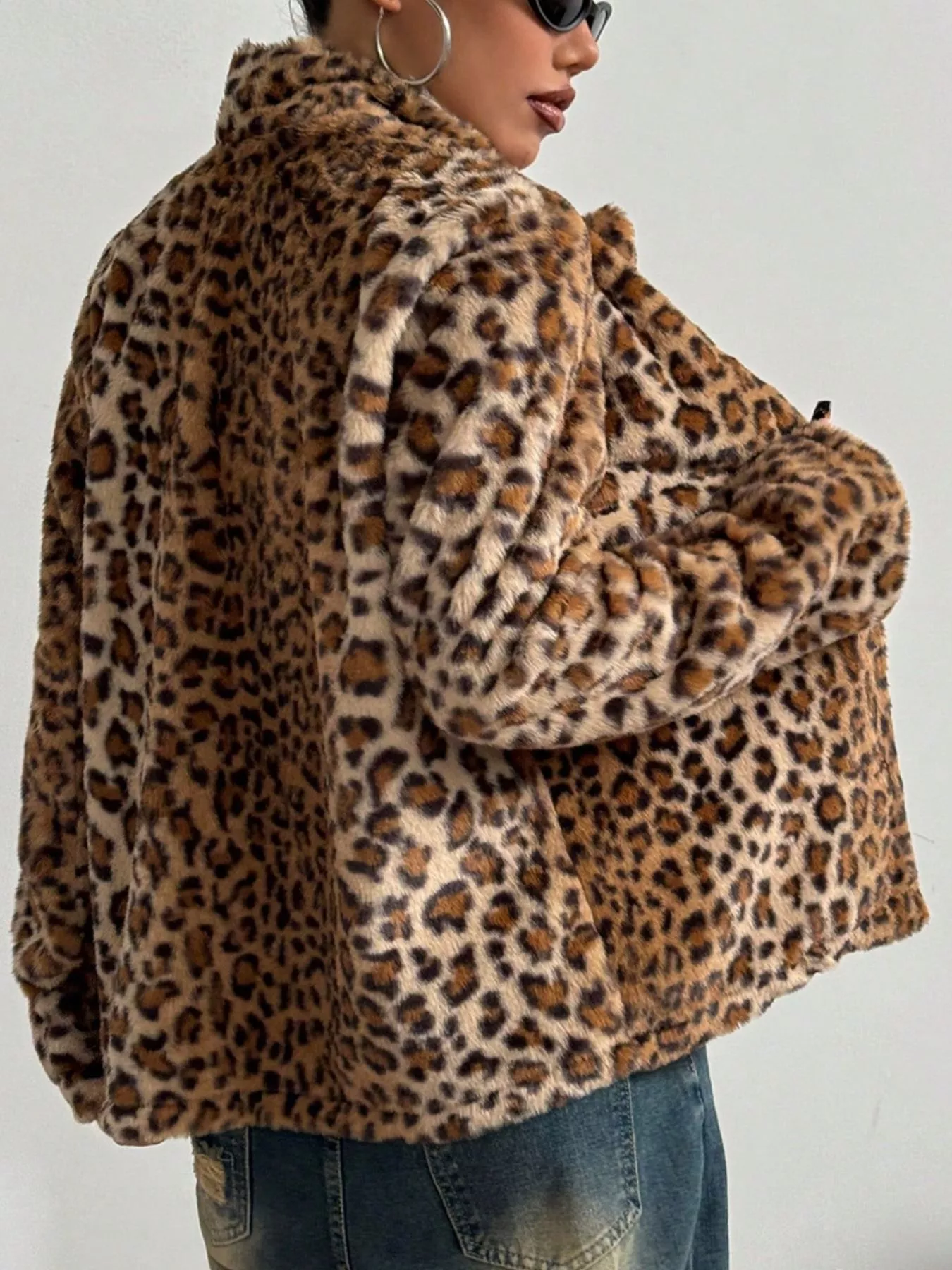 Leopard Button Up Faux Fur Outerwear - Image 5