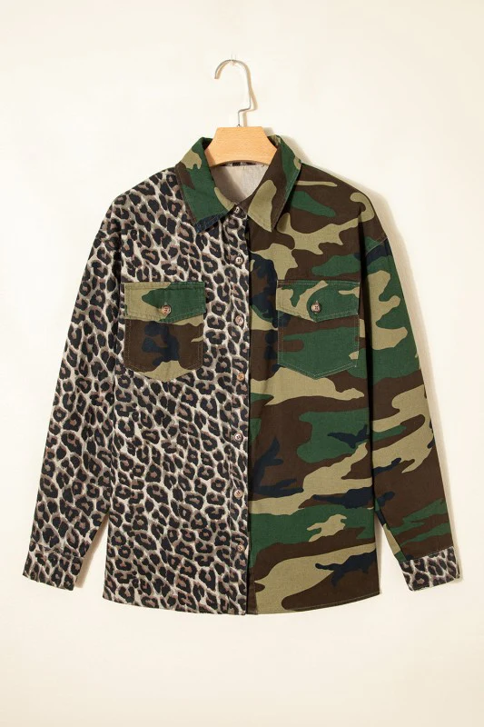 Leopard Camo Patchwork Oversized Shacket - Image 2