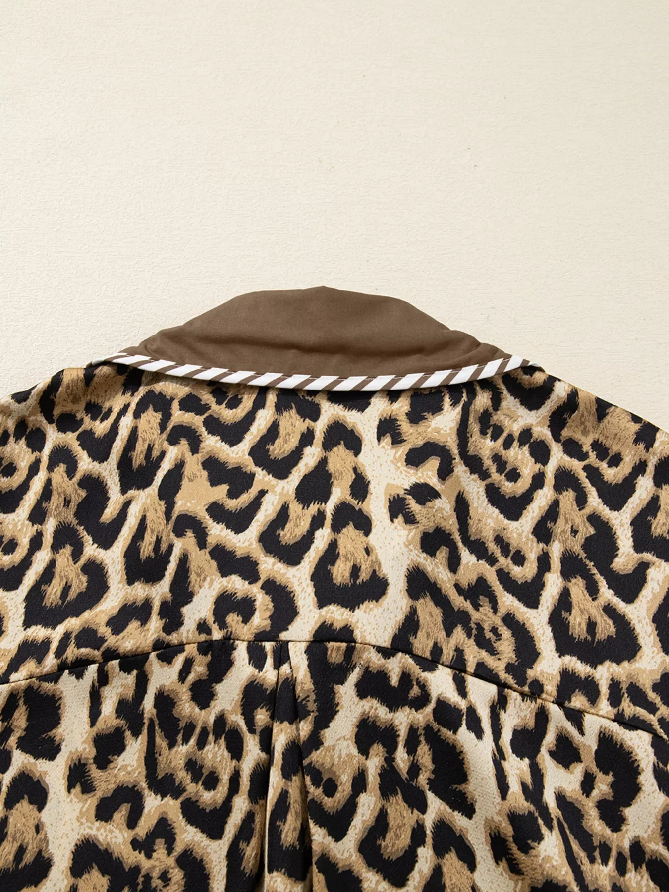 Leopard Collared 3/4 Sleeve Shirt and Loose Pants Two Piece Outfit Set - Image 6