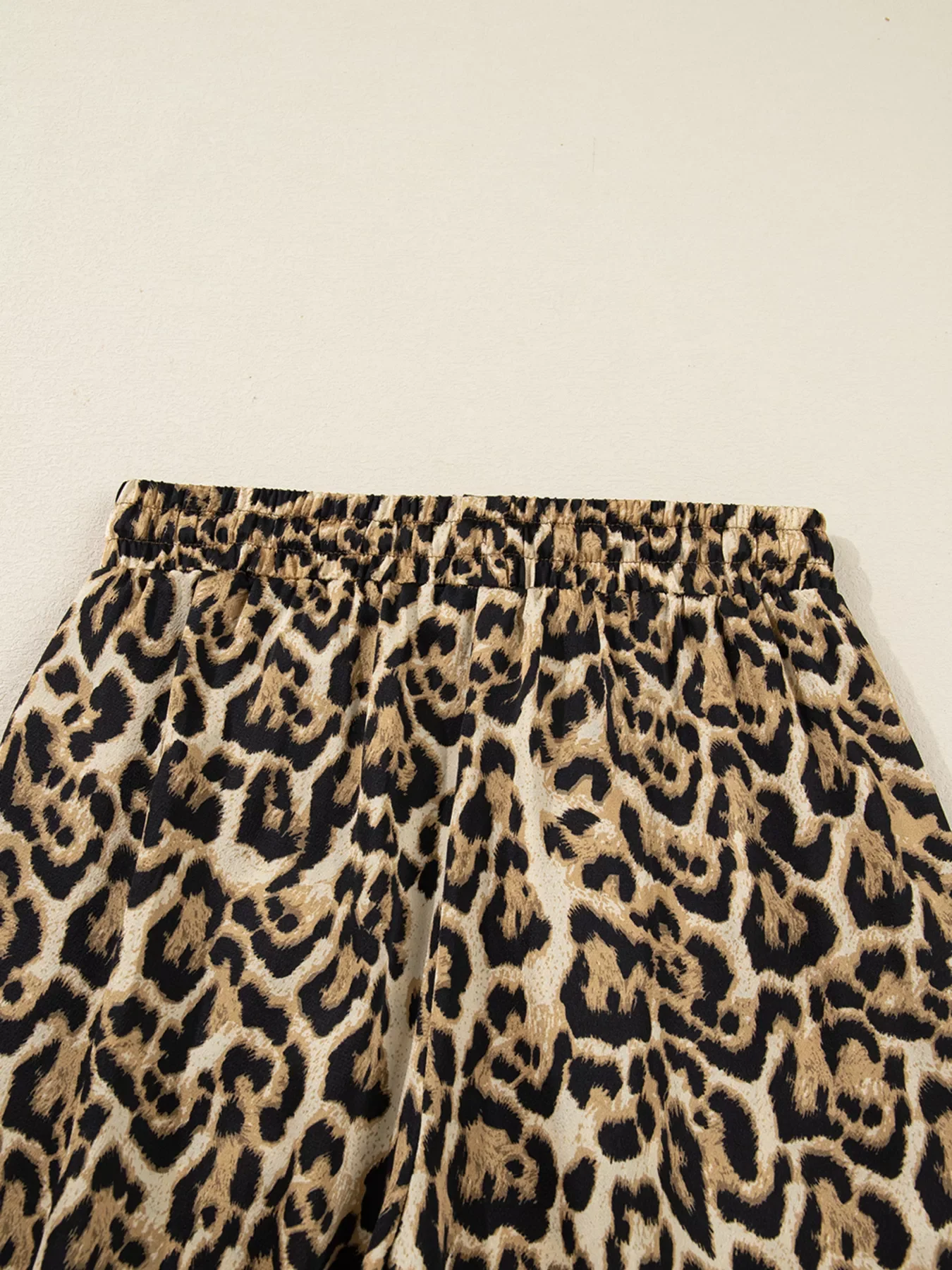 Leopard Collared 3/4 Sleeve Shirt and Loose Pants Two Piece Outfit Set - Image 8