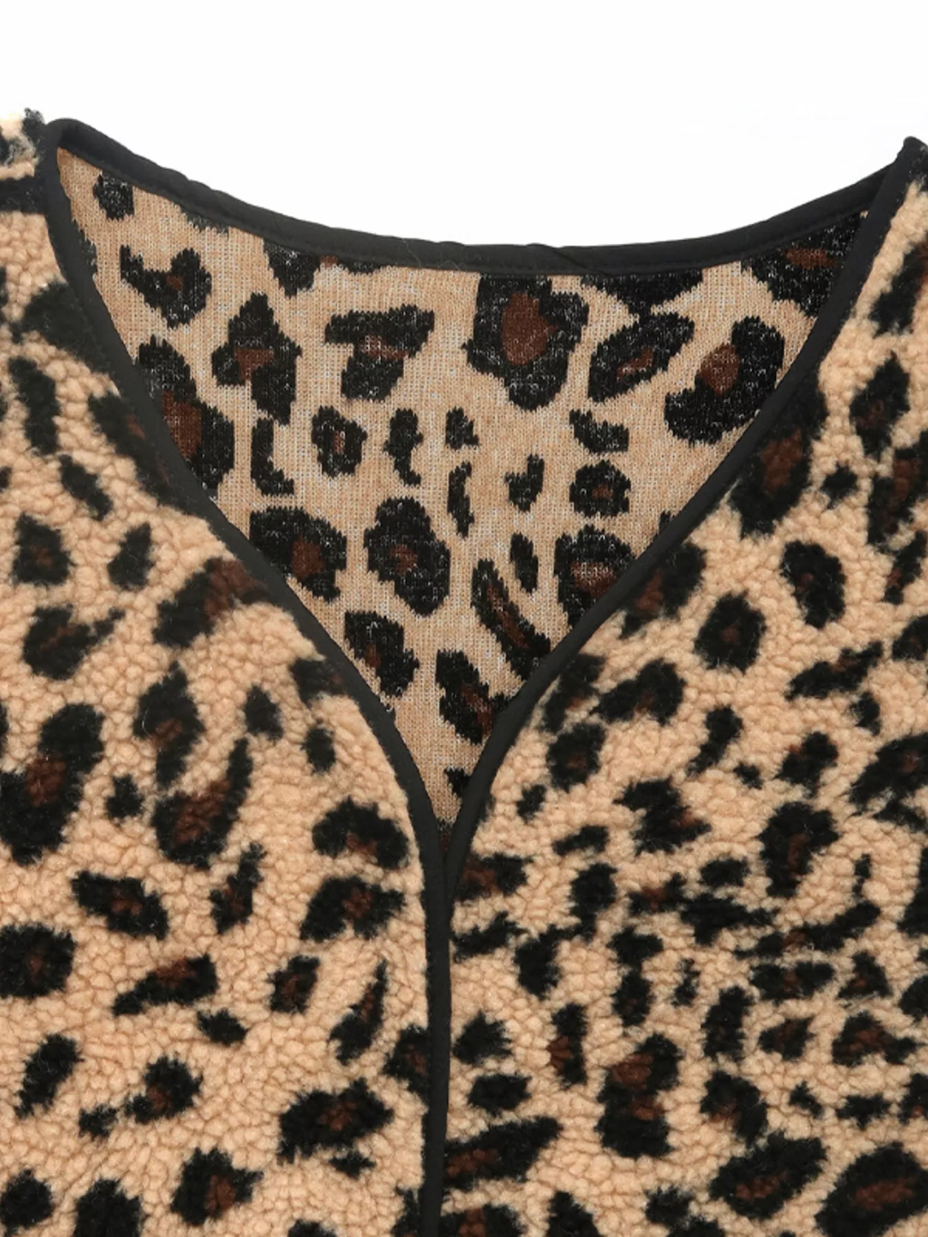 Leopard Fleece Vest Coat with Pockets - Image 6