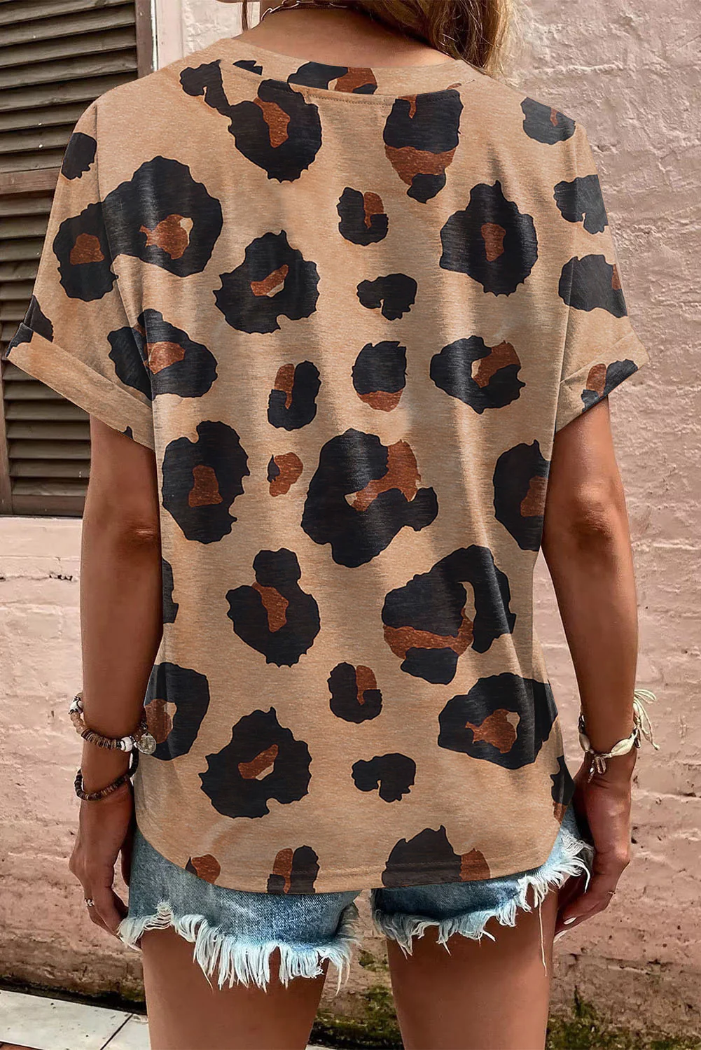 Leopard Half Button Short Sleeve T-Shirt - Image 2