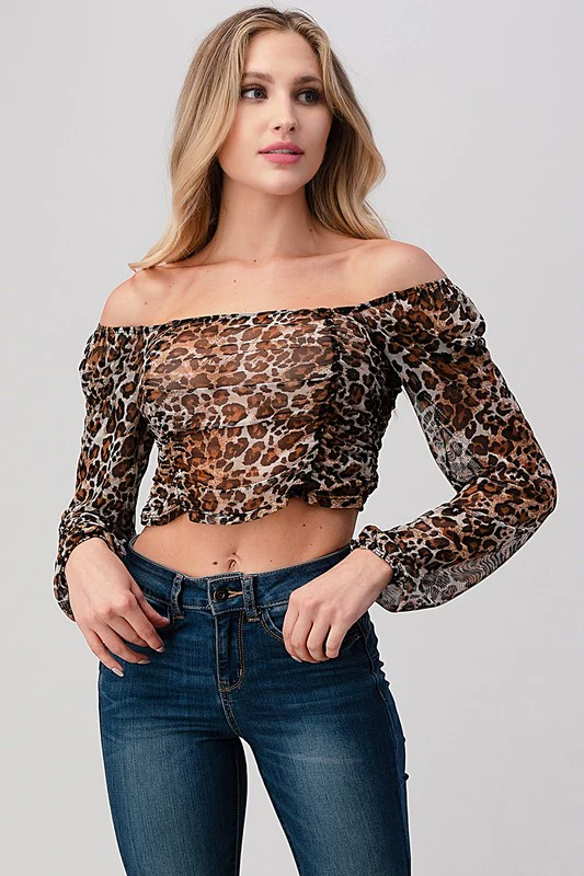 Leopard Mesh Crop Top - Image 5