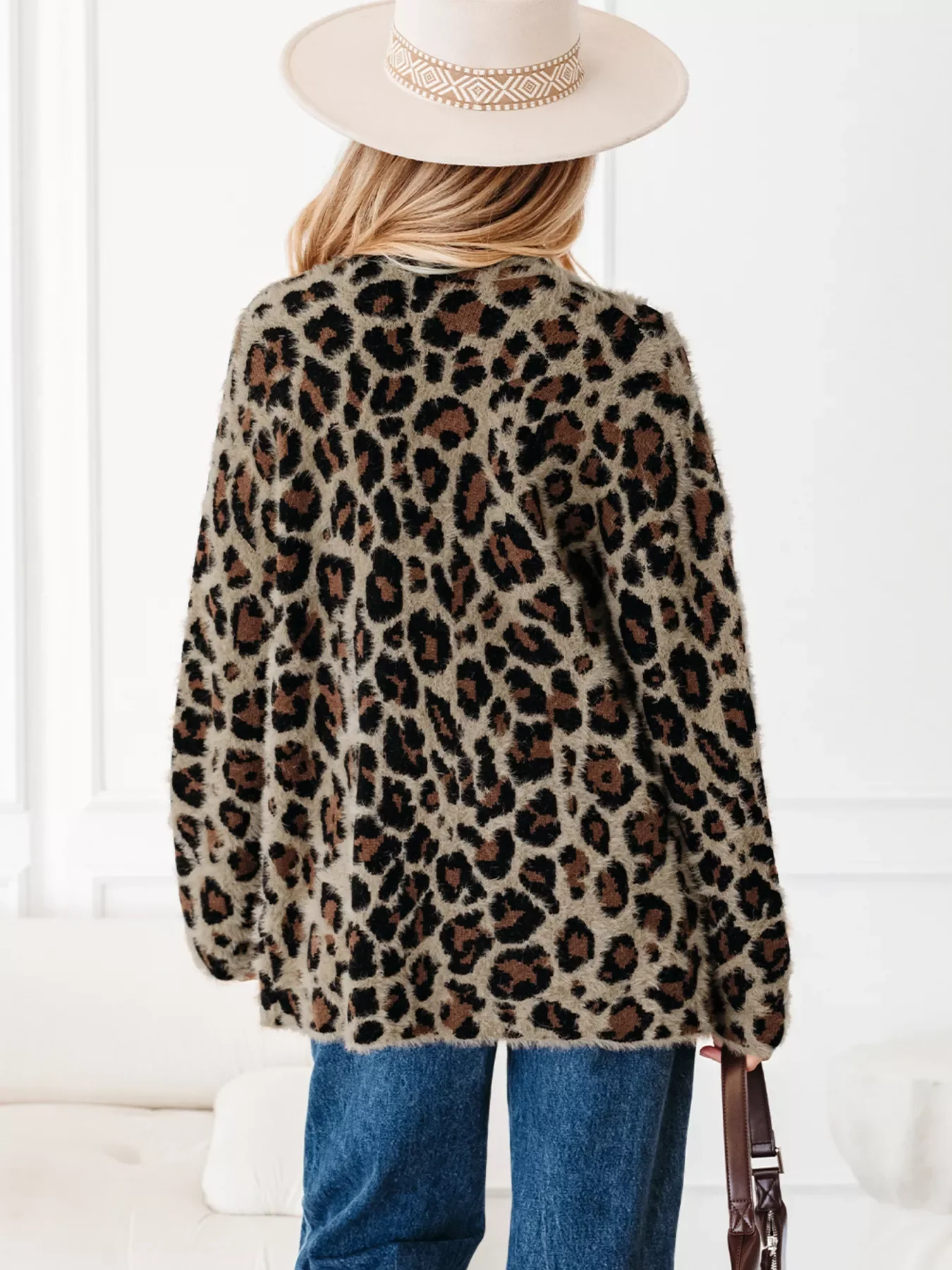 Leopard Open Casual Cardigan - Image 4