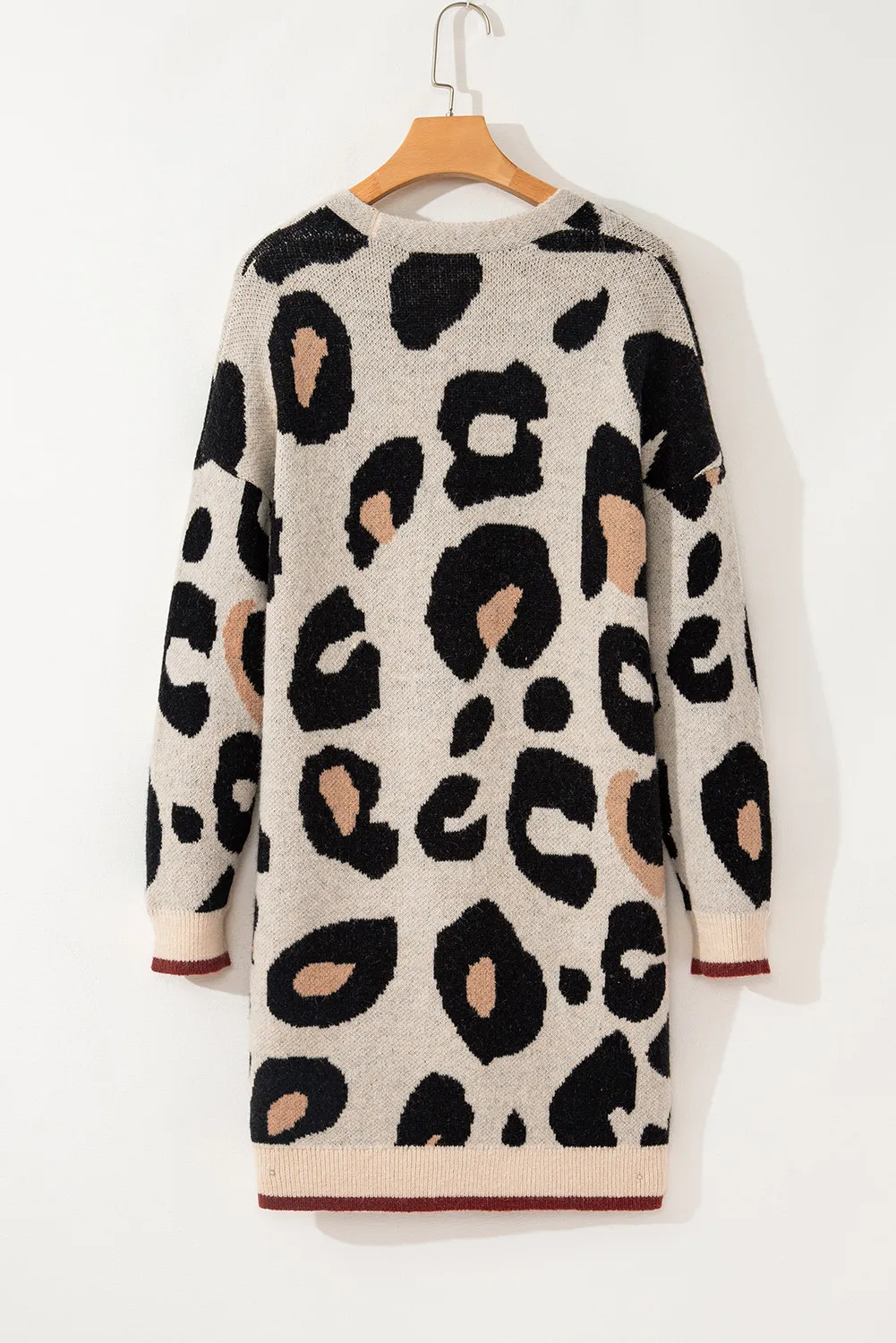 Leopard Open Front Long Sleeve Cardigan - Image 6