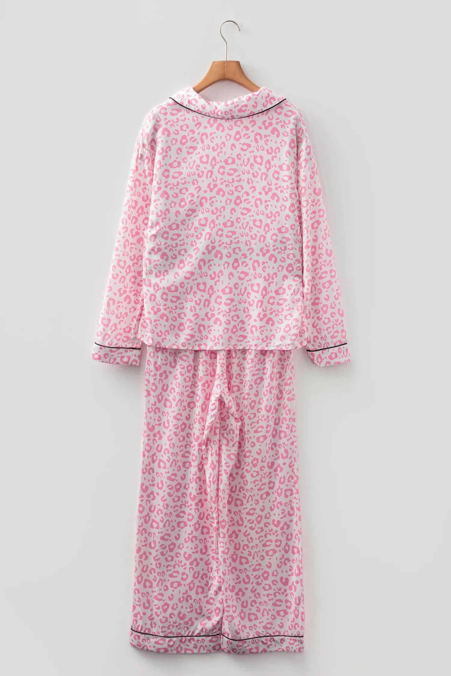 Leopard Print Button Up Top and Pants 2cps Pajama Set - Image 4