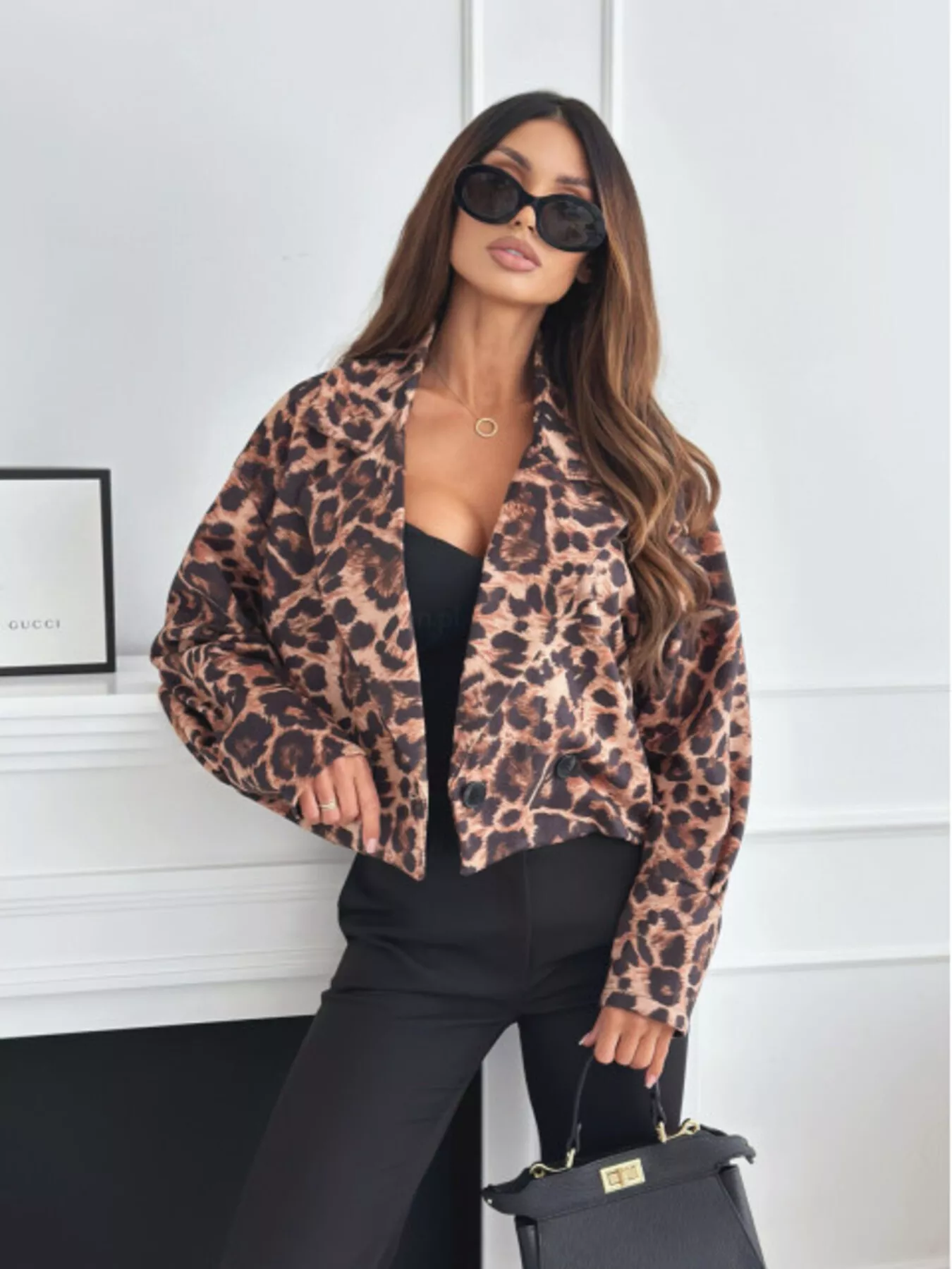 Leopard Print Cropped Blazer - Image 10
