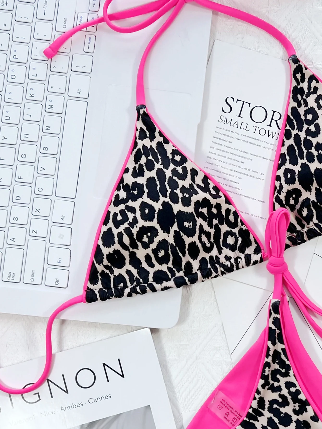 Leopard Print Halter Neck Tie Side Bikini Set - Image 24