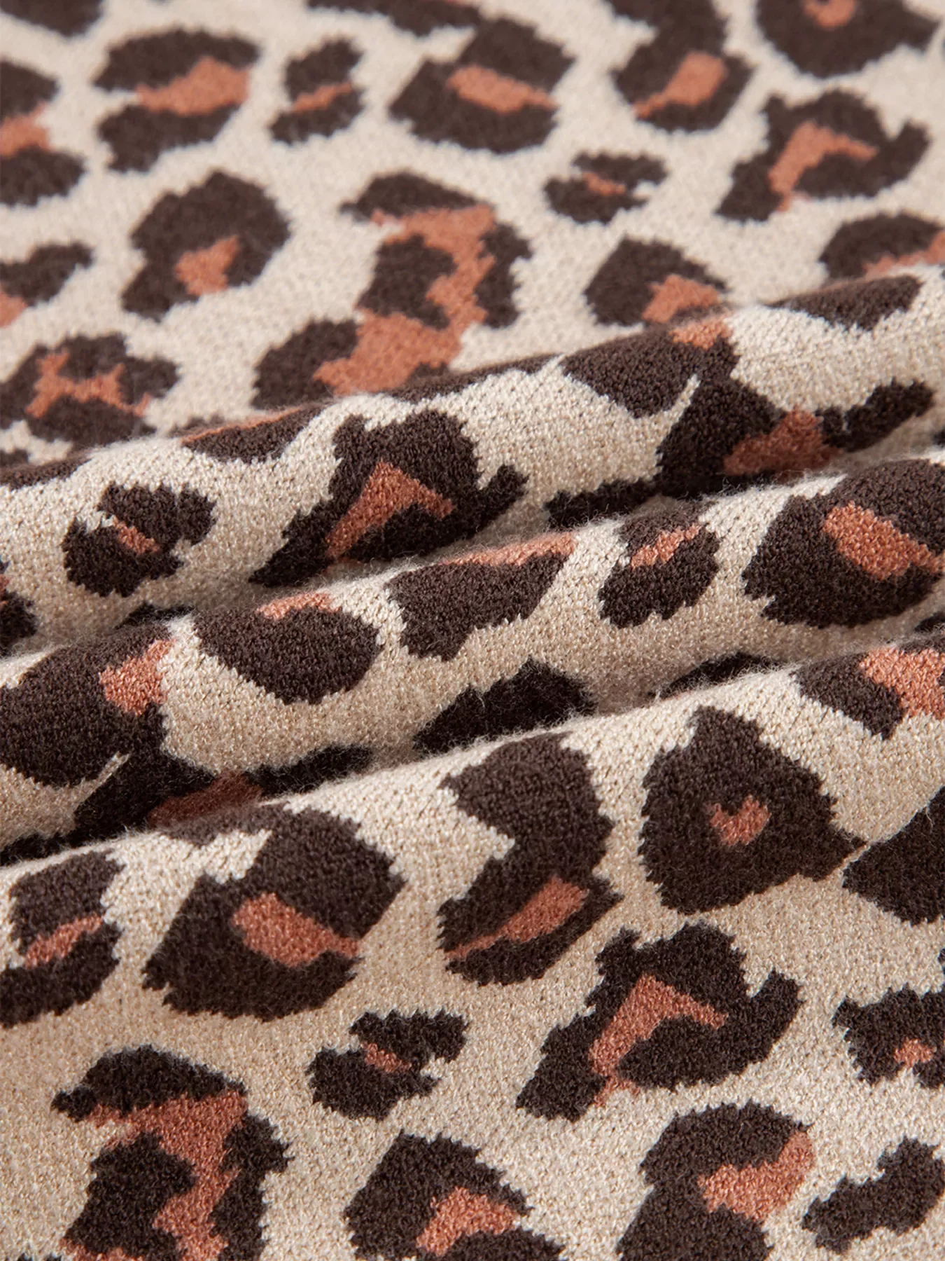 Leopard Print High Neck Shift Mini Sweater Dress - Image 9