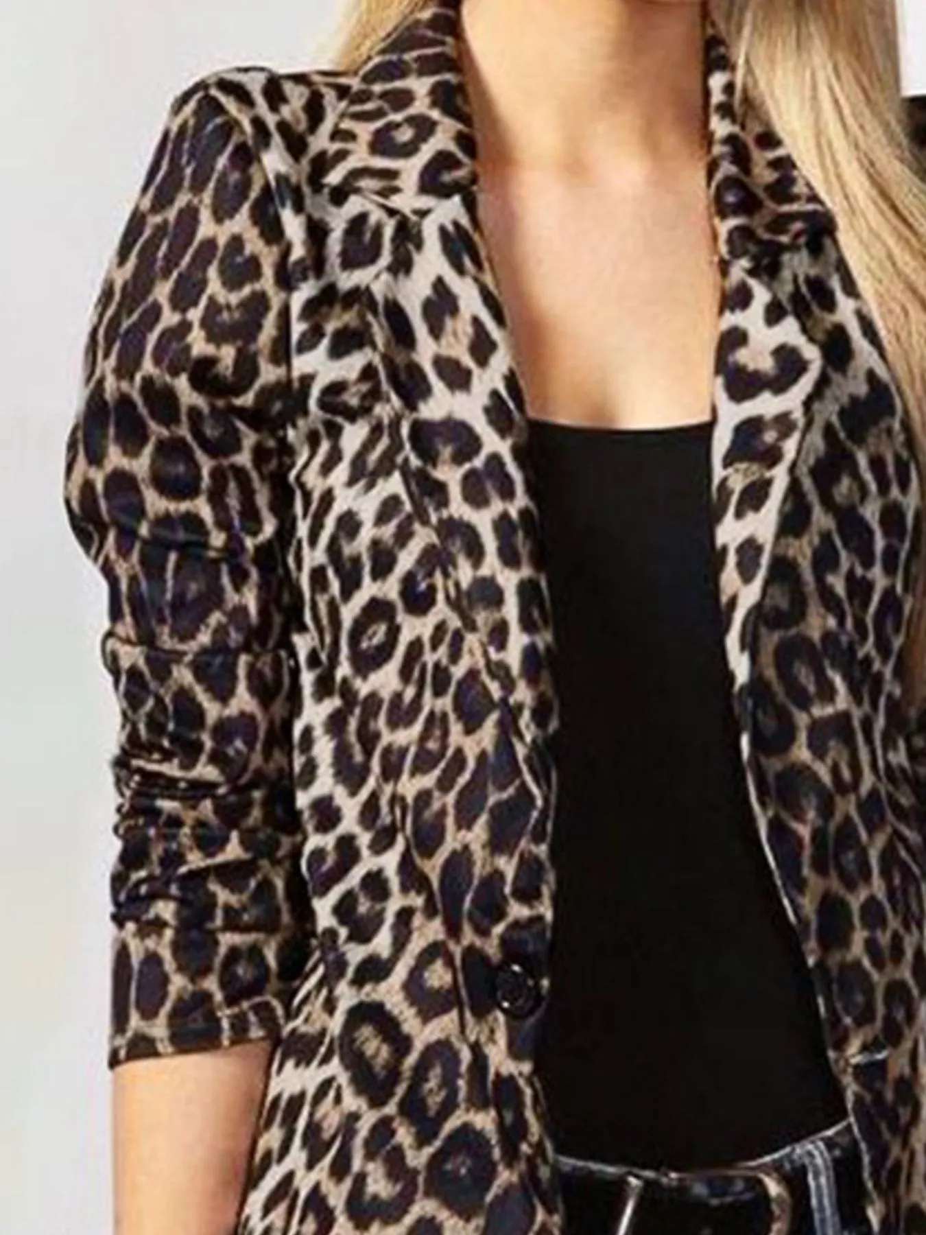 Leopard Print One Button Blazer - Image 6