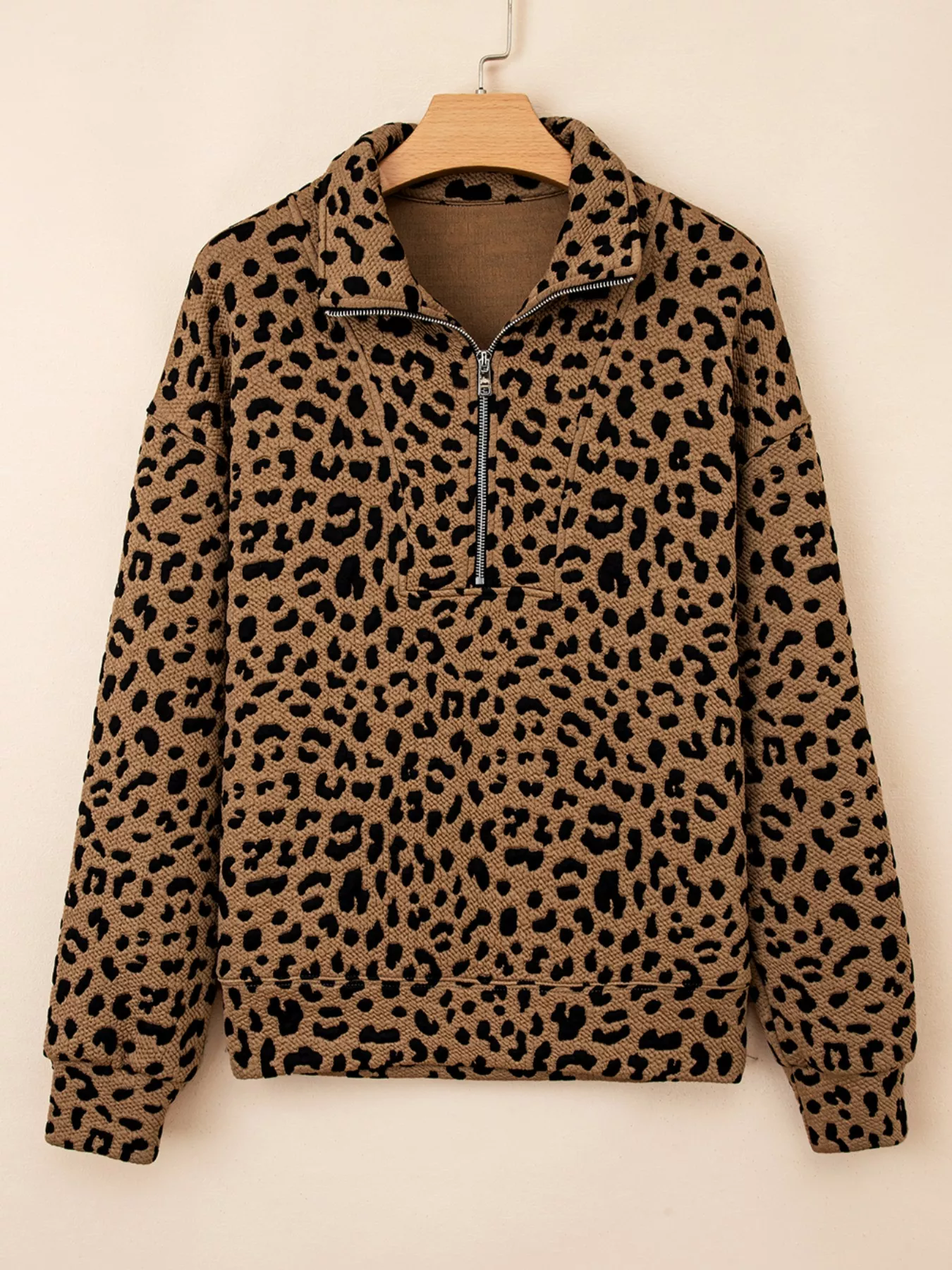 Leopard Print Quarter Zip Sweatshirt - Image 8