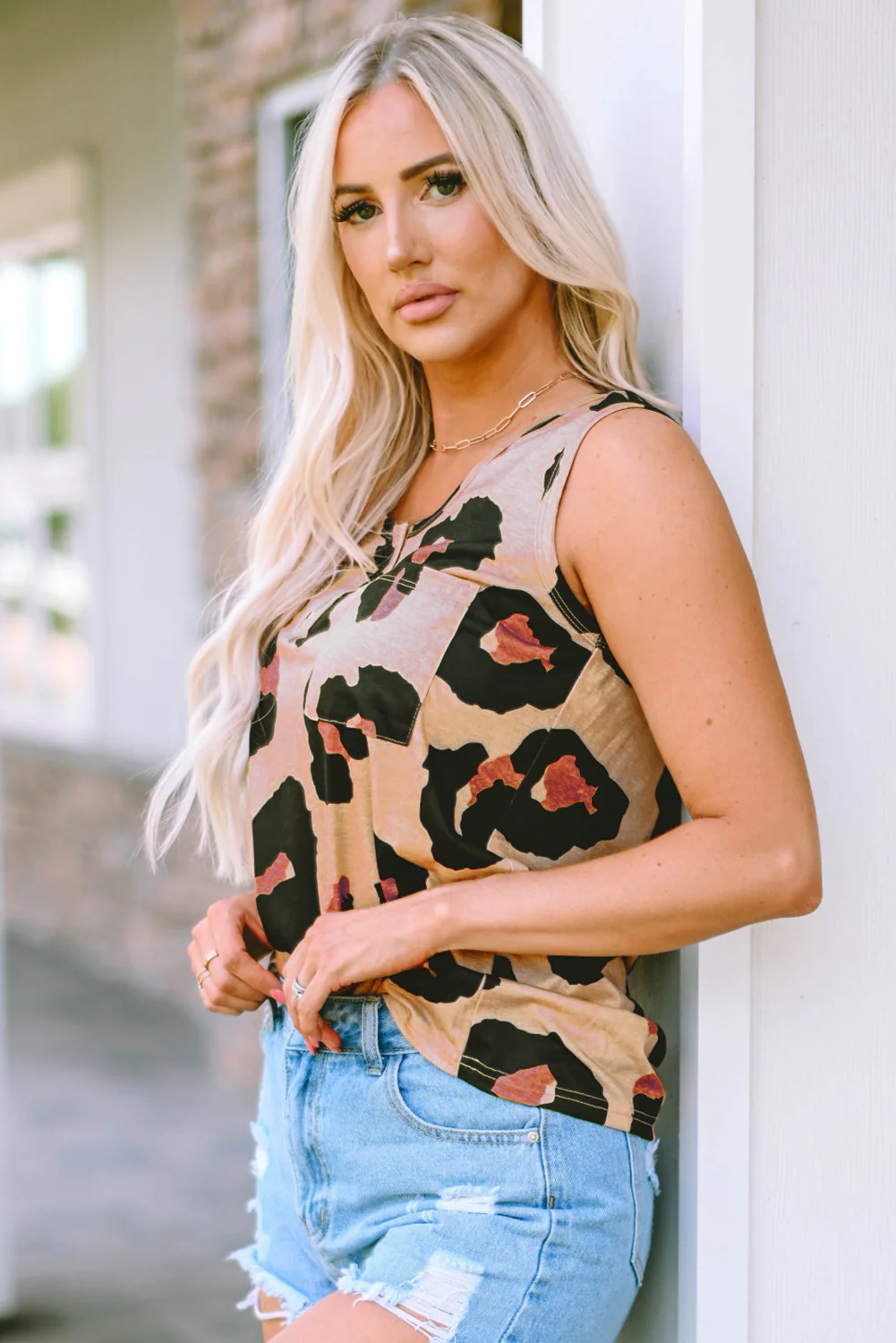 Leopard Print Round Neck Tank - Image 4