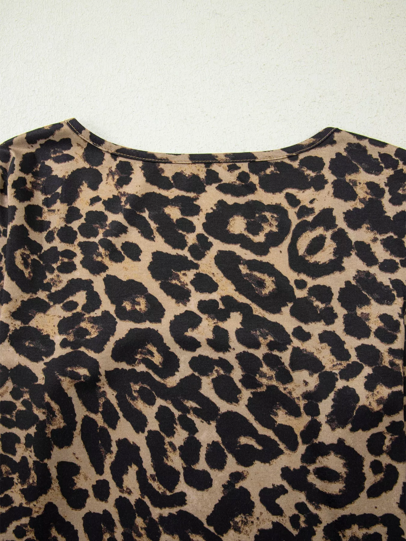 Leopard Print Square Neck Long Sleeve Top - Image 9