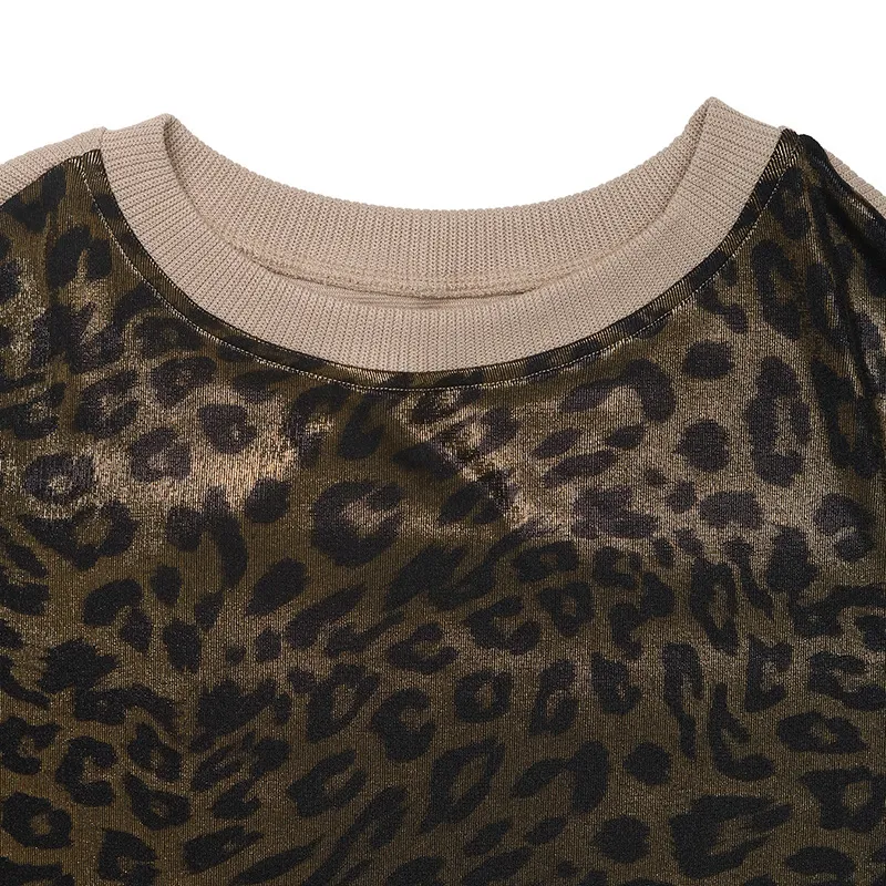 Leopard Round Neck Long Sleeve Sweatshirt - Image 8