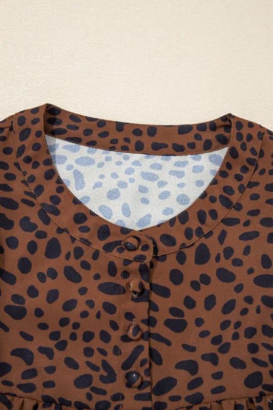 Leopard Ruffle Puff Sleeve Blouse - Image 8