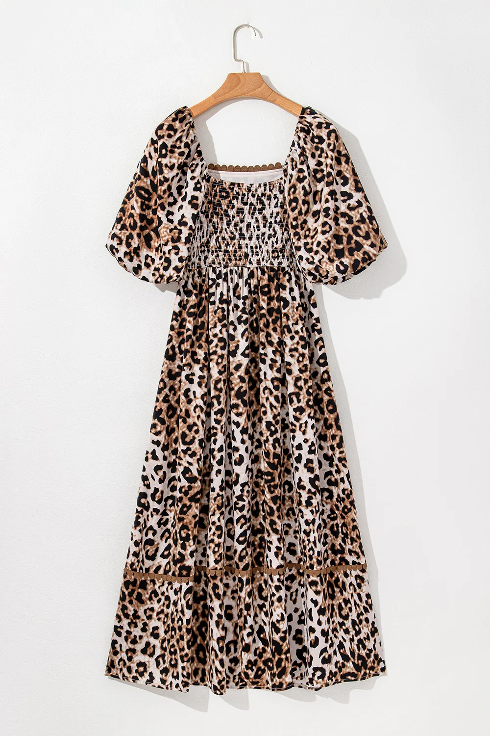 Leopard Square Neck Puff Sleeve Maxi Dress - Image 7
