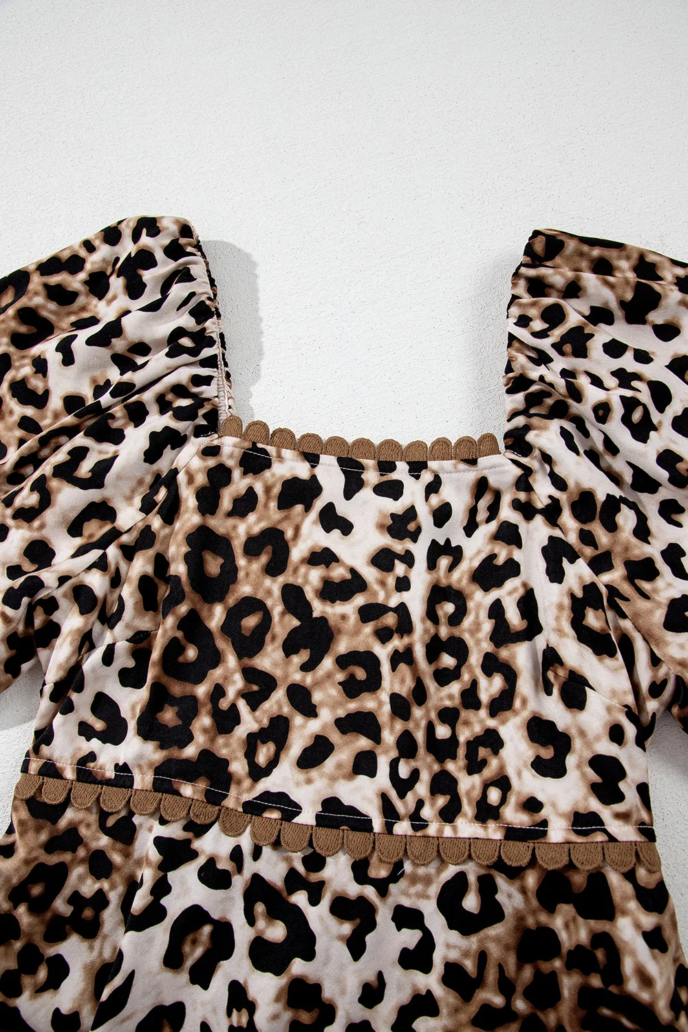 Leopard Square Neck Puff Sleeve Maxi Dress - Image 8