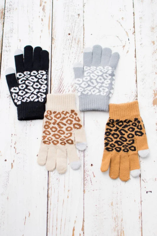 Leopard Stretch Touch Gloves - Image 5