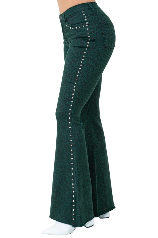 Leopard Studded Bell Bottom Jean - Image 2