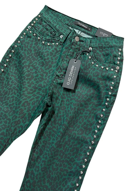 Leopard Studded Bell Bottom Jean - Image 6