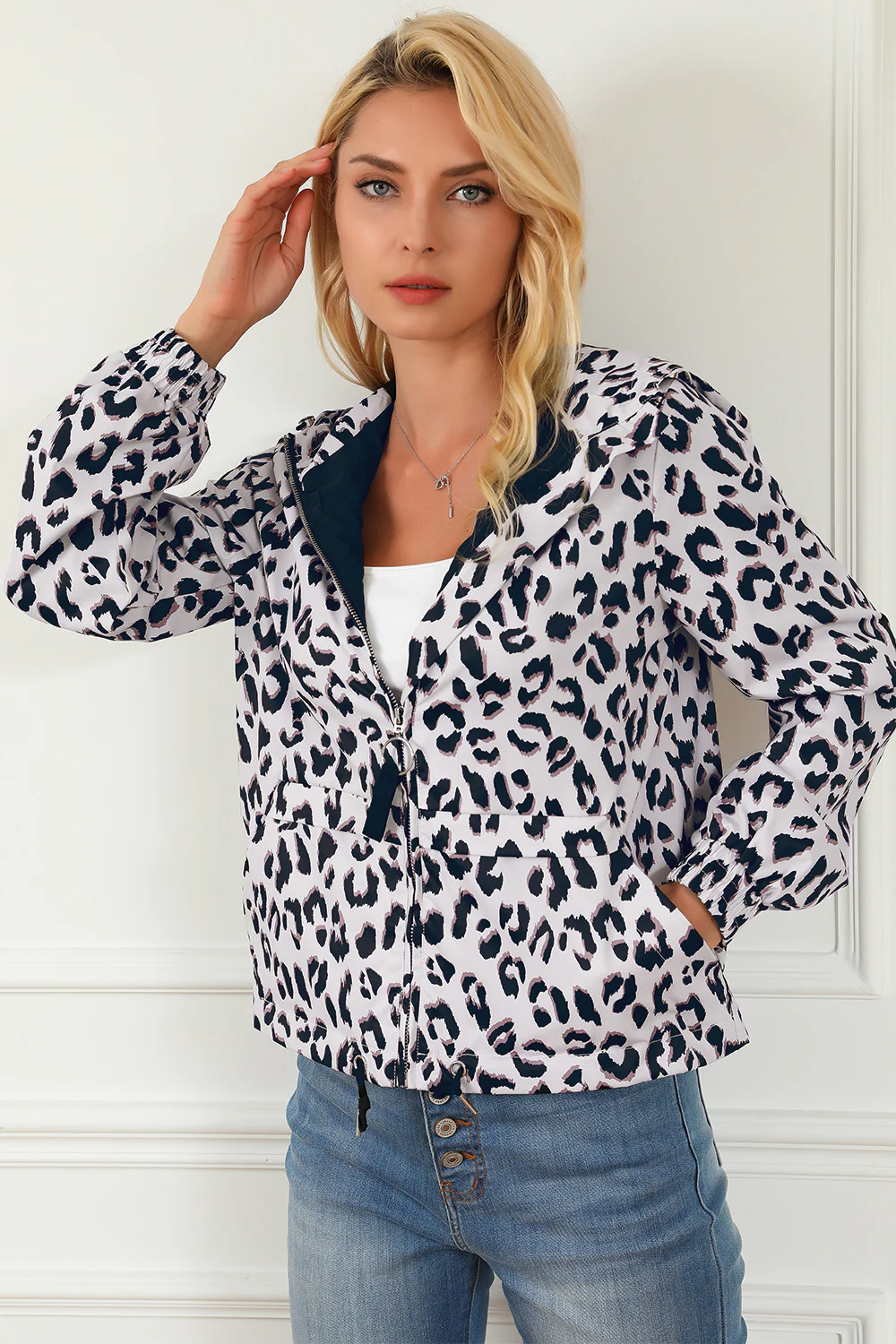 Leopard Zip-Up Hooded Jacket - Image 3
