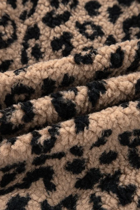 Leopard Zip-Up Stand Neck Side Pocket Jacket - Image 10