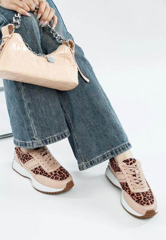 Lepark Real Leather Leopard Print Sneakers - Image 3