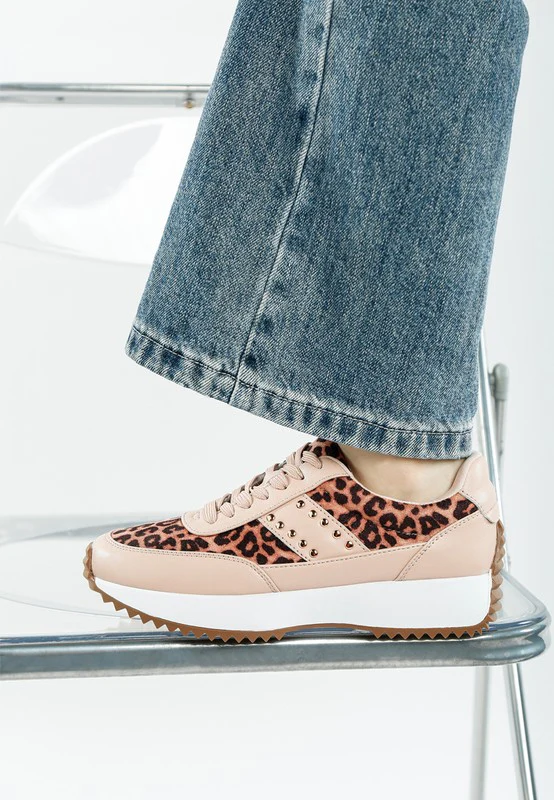 Lepark Real Leather Leopard Print Sneakers - Image 5