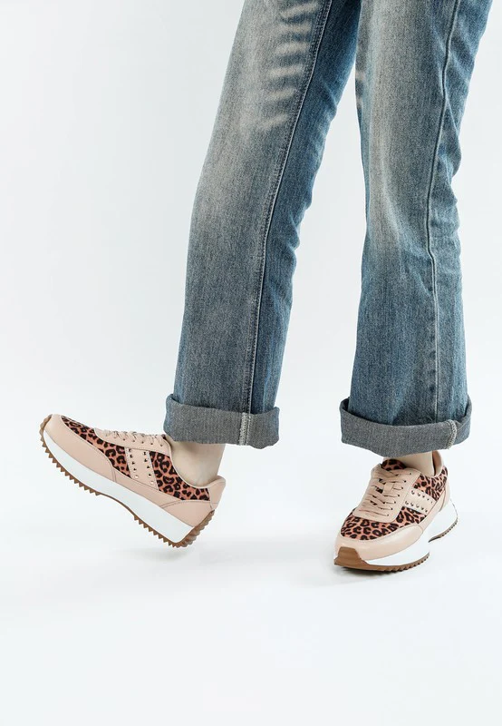 Lepark Real Leather Leopard Print Sneakers - Image 6