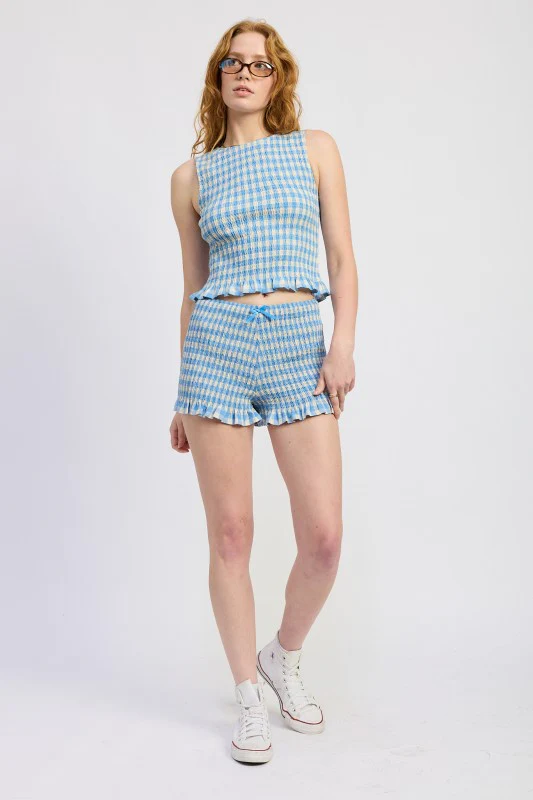LETTUCE HEM SMOCKED SHORTS