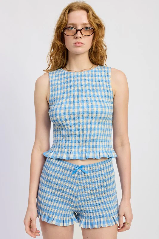 LETTUCE HEM SMOCKED TOP