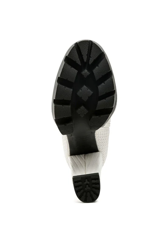 LONDON RAG SOLID TEXTURED BLOCK HEELED BOOT - Image 14