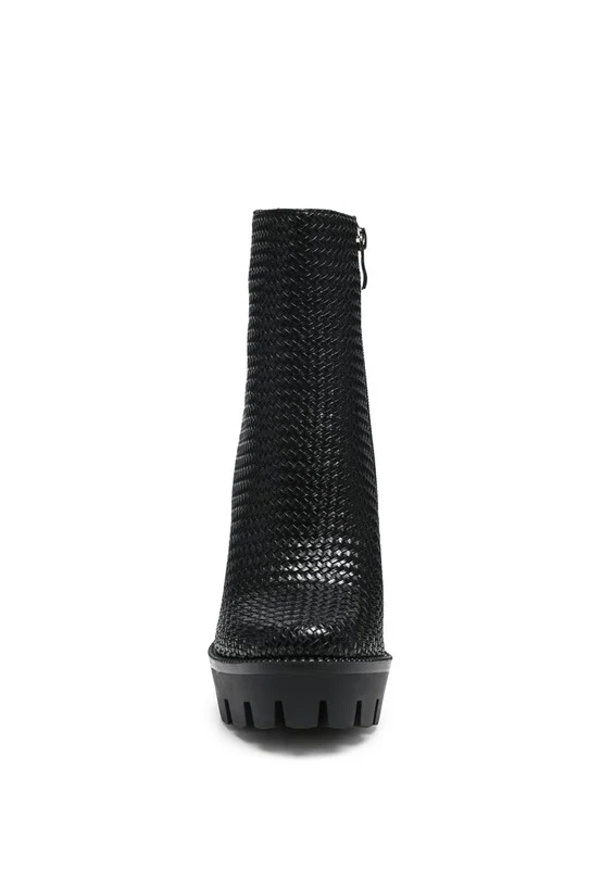 LONDON RAG SOLID TEXTURED BLOCK HEELED BOOT - Image 5