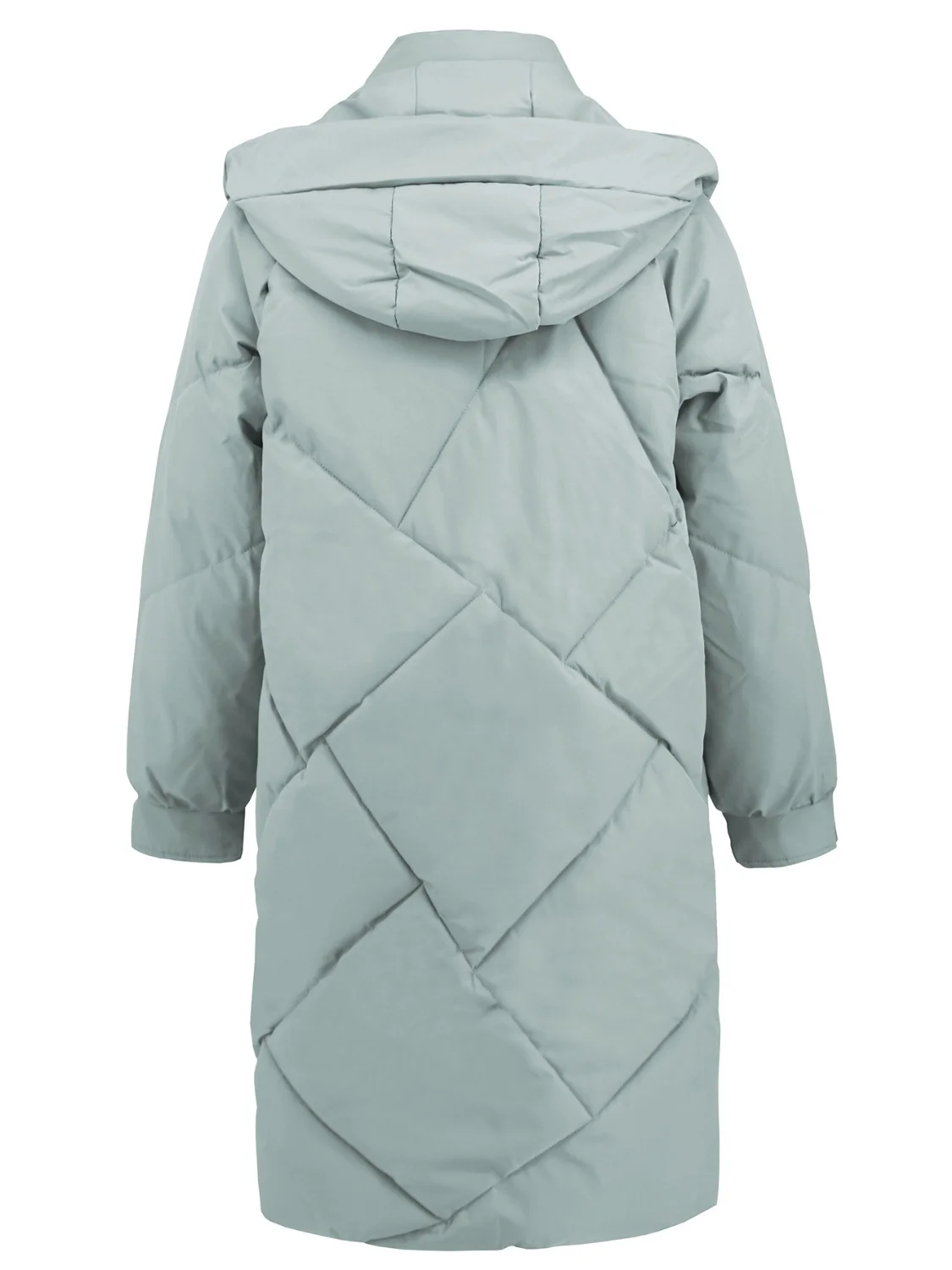 Long Sleeve Longline Hooded Winter Coat with Pockets - Image 12