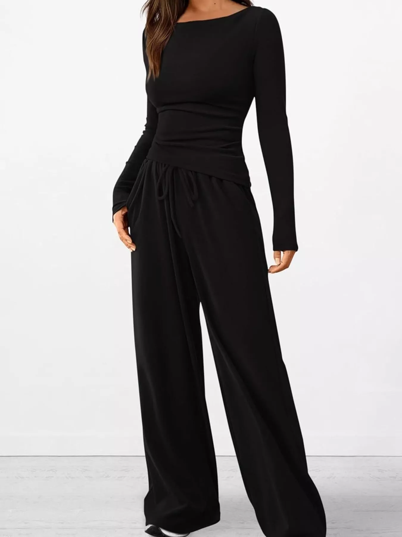 Long Sleeve Top and Wide Leg Pants Set - Image 14