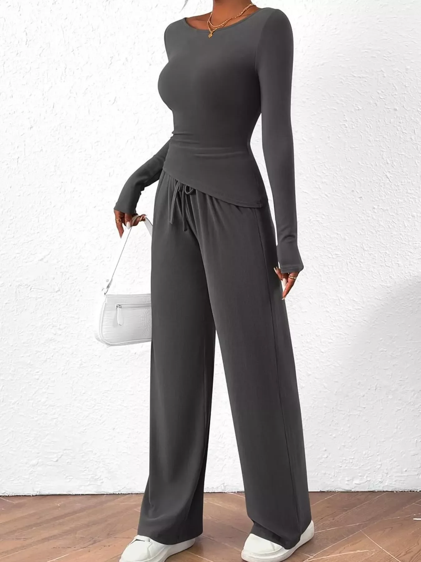 Long Sleeve Top and Wide Leg Pants Set - Image 22