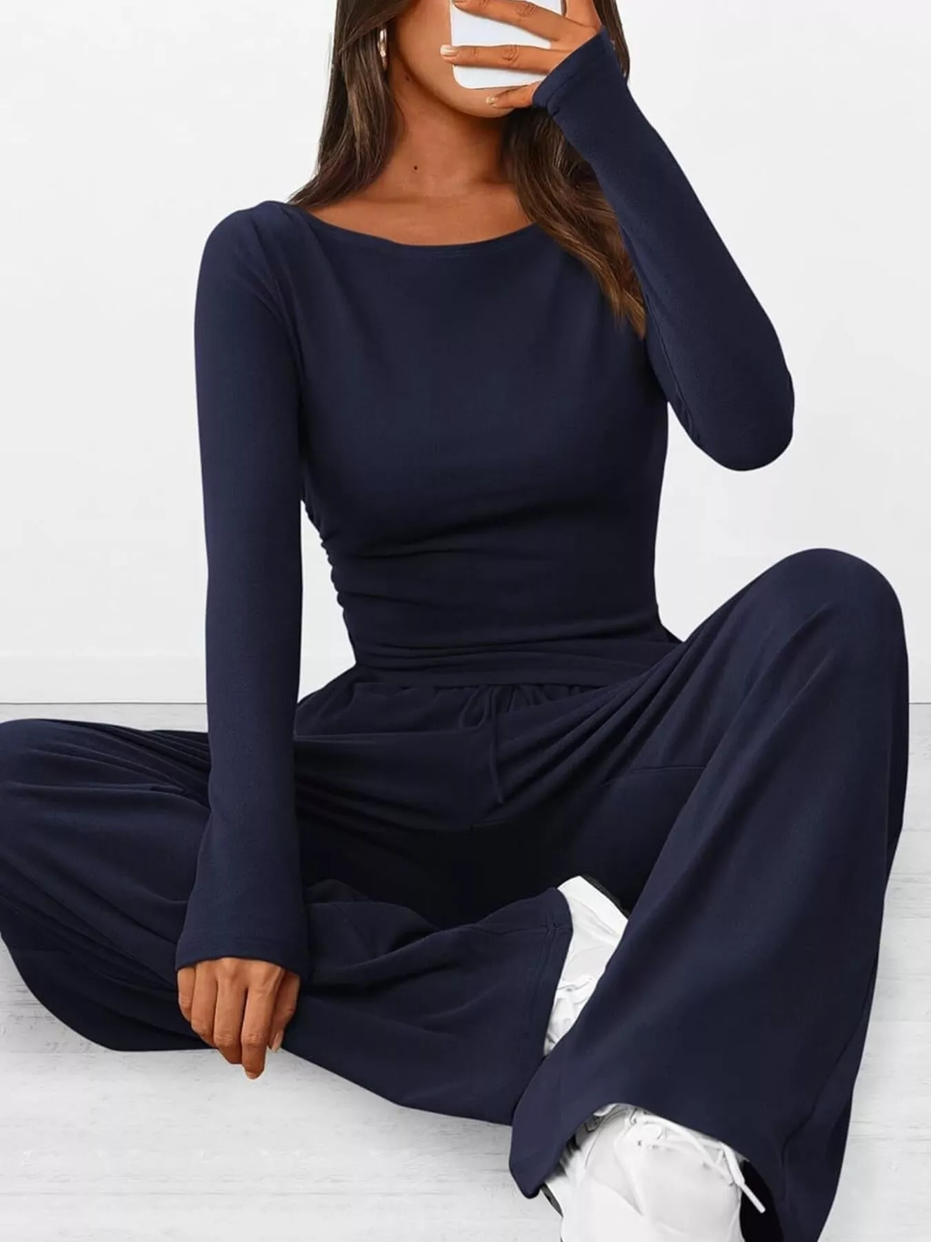 Long Sleeve Top and Wide Leg Pants Set - Image 28