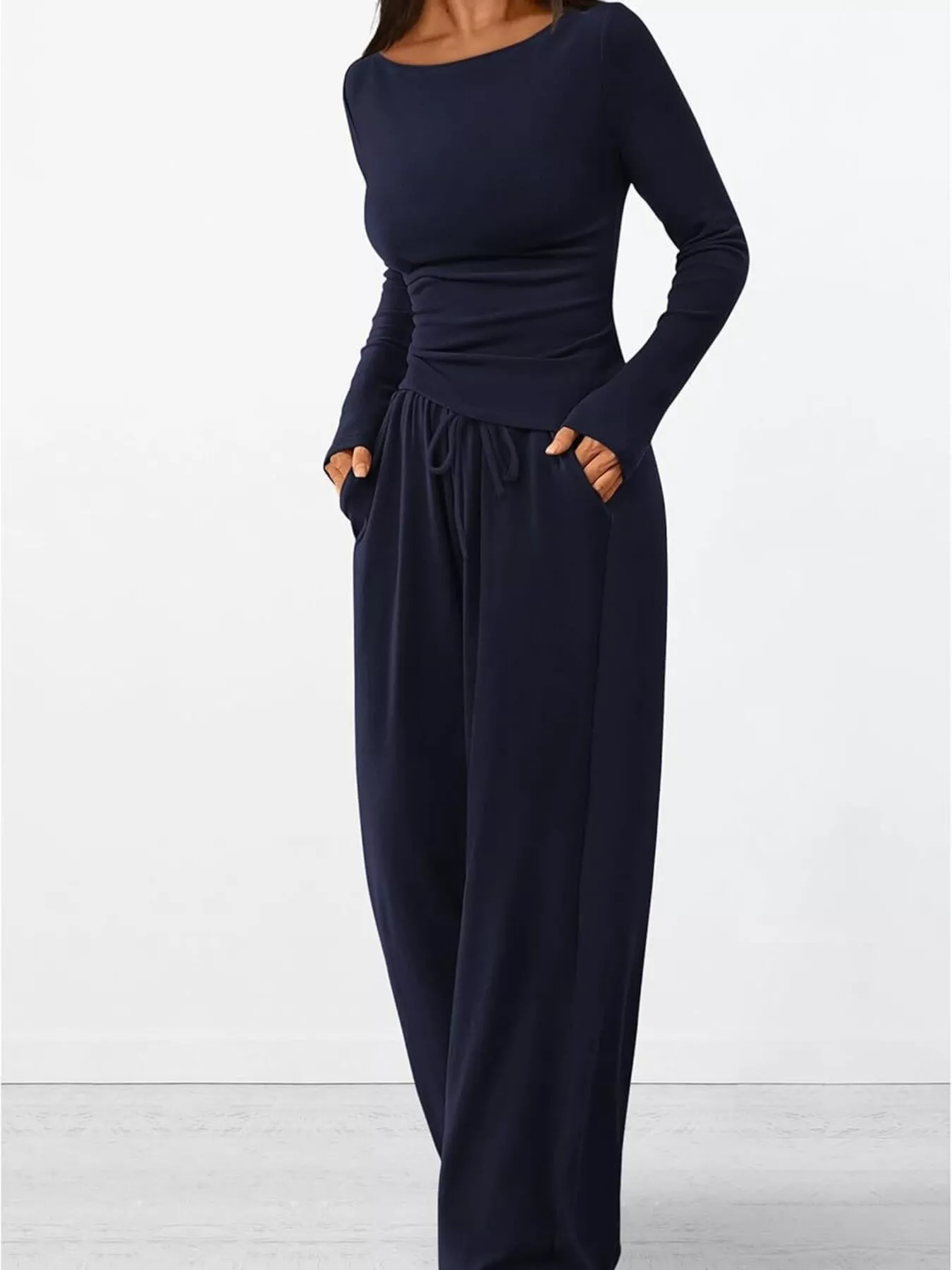 Long Sleeve Top and Wide Leg Pants Set - Image 29