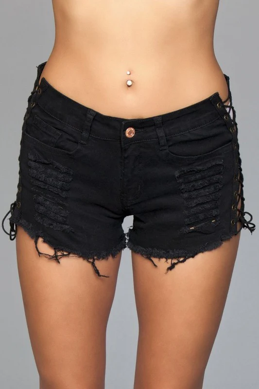 Looped In Distressed Shorts - Image 2