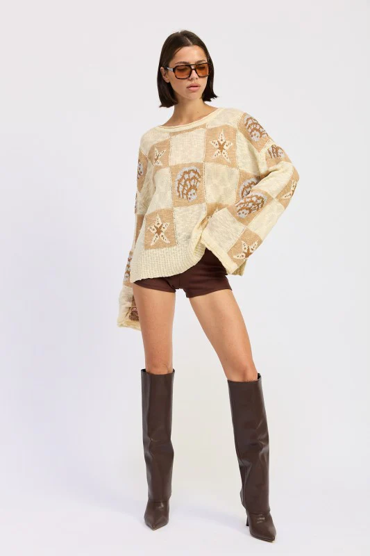 LOOSE FIT GRAPHIC LONG SLEEVE SWEATER - Image 5