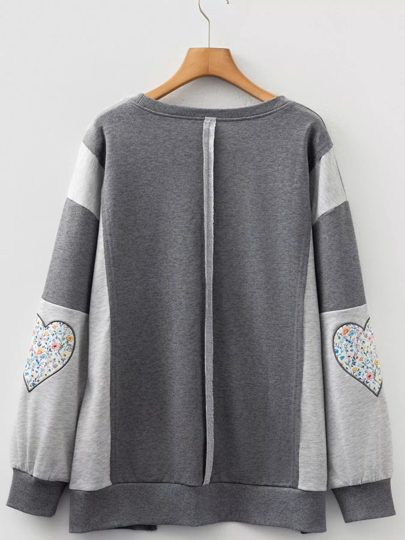 LOVE Graphic Exposed Seam Patchwork Uneven Hem Chic Sweatshirt - Image 7
