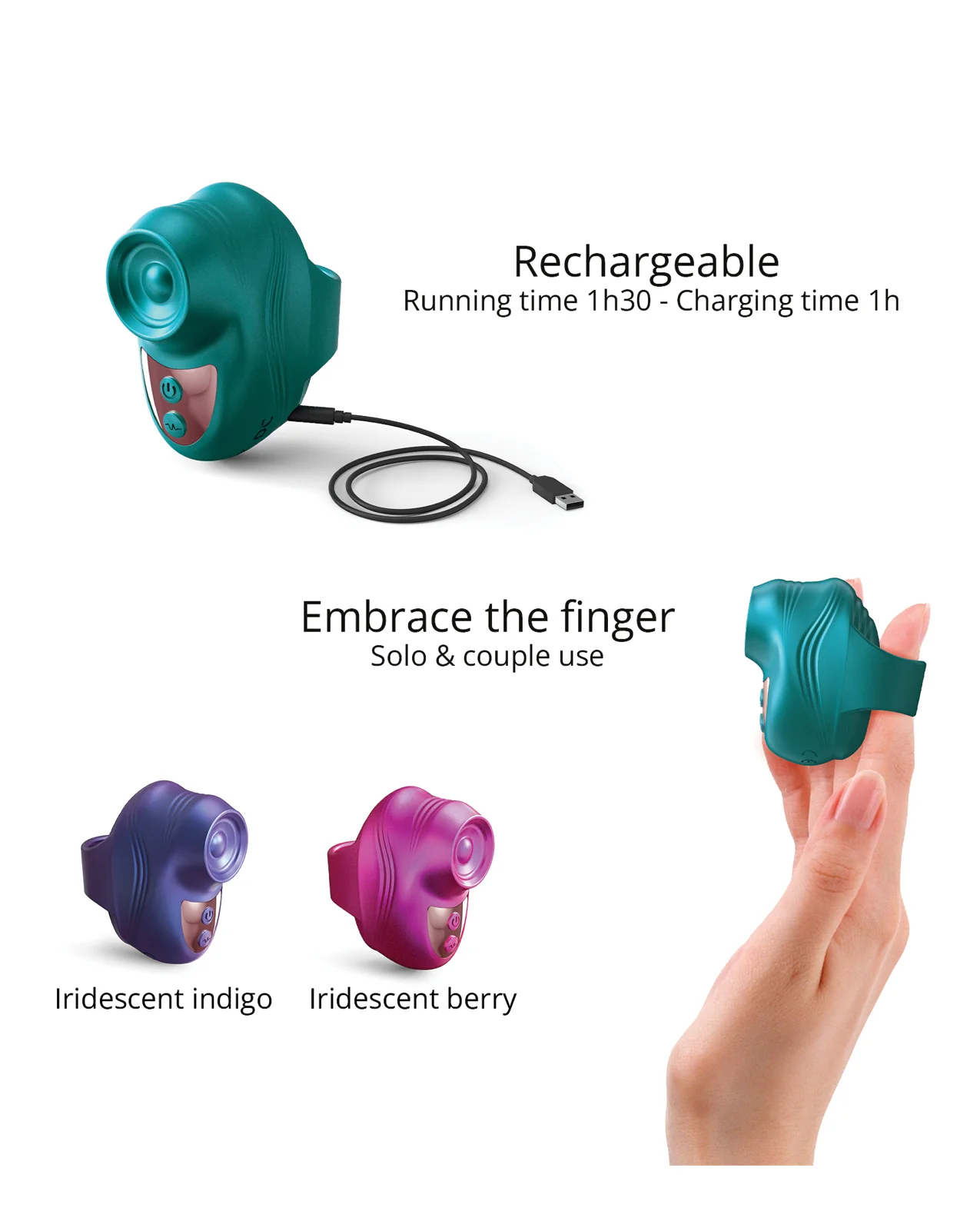 Love to Love Kisscool Tapping Finger Vibe - Teal Me - Image 4