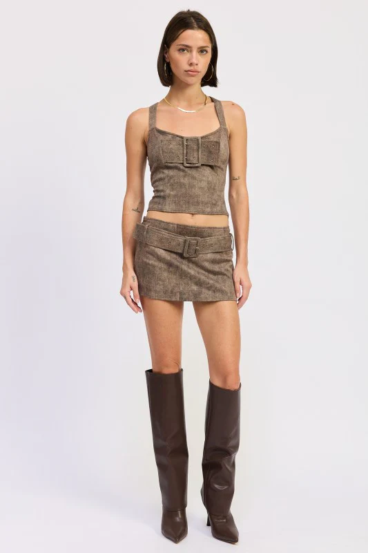 LOW RISE MINI BELTED SKIRT