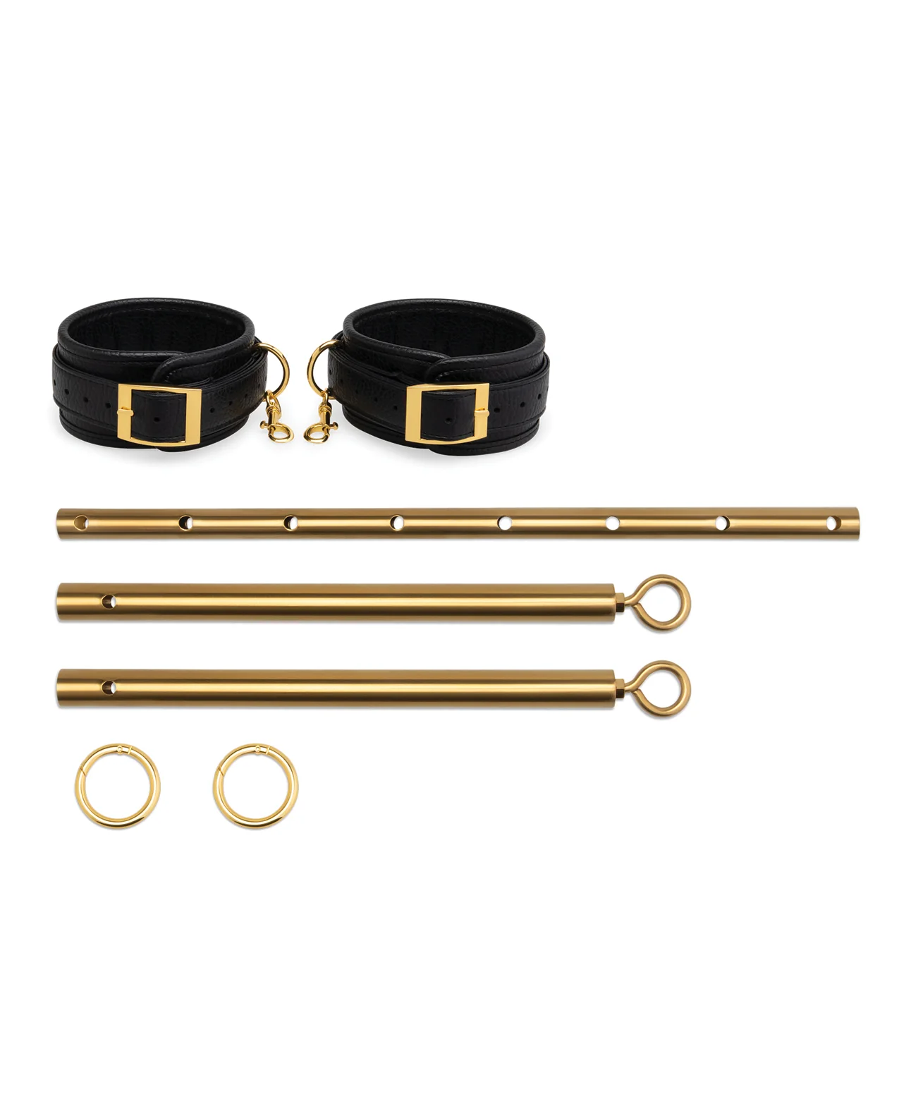 Lux Fetish Solid Gold Expandable Spreader Bar Set w/Detachable Leatherette Cuffs - Image 4