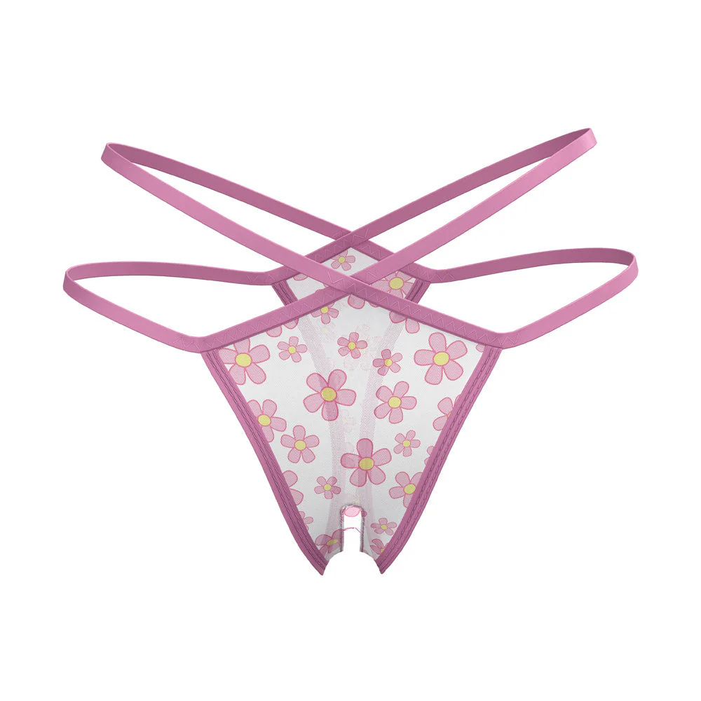 Magic Silk Daisy Split Crotch Thong Daisy Print S/M - Image 3