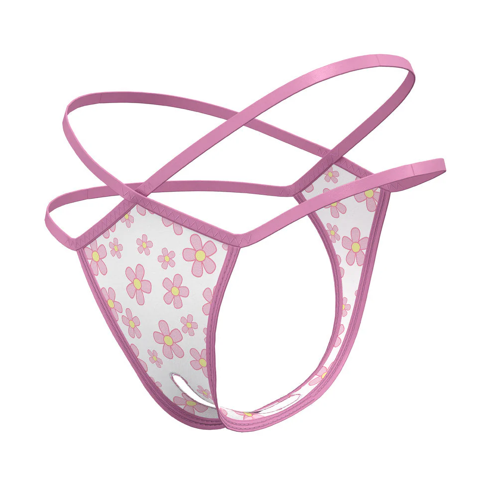 Magic Silk Daisy Split Crotch Thong Daisy Print S/M - Image 4