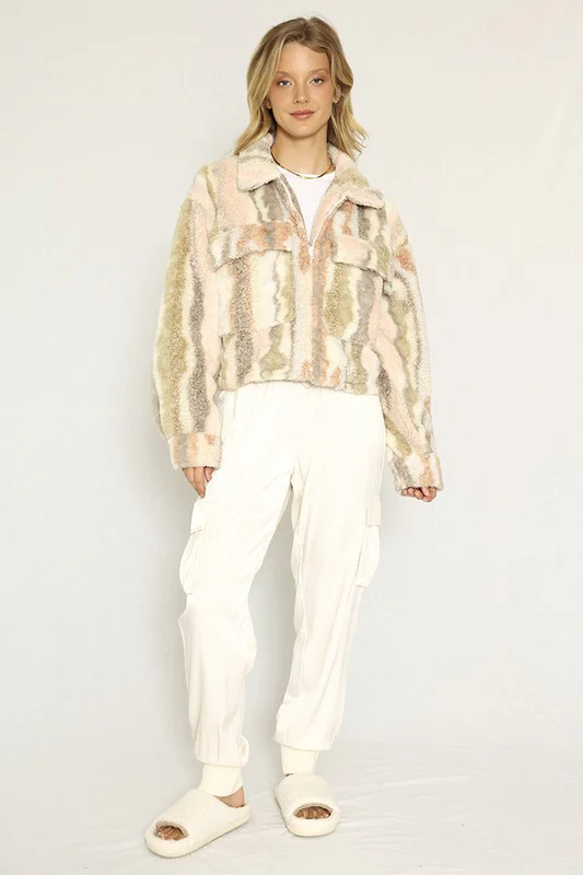Marble printed sherpa jacket - Image 3